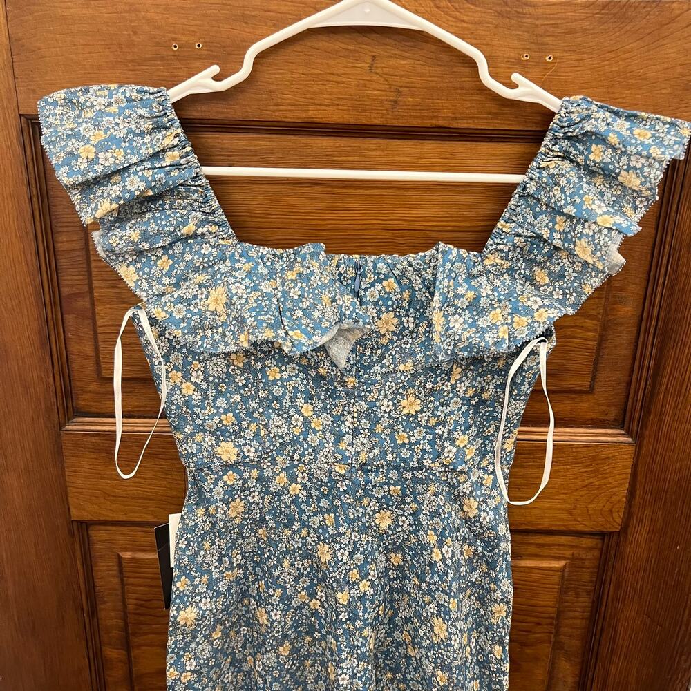 Zimmermann Carnaby Ruffle Neck Long Dress sz 4 US Indigo Blue NWT's $475 - Picture 10 of 16